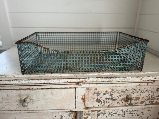 Antique Blue French Vendor Basket