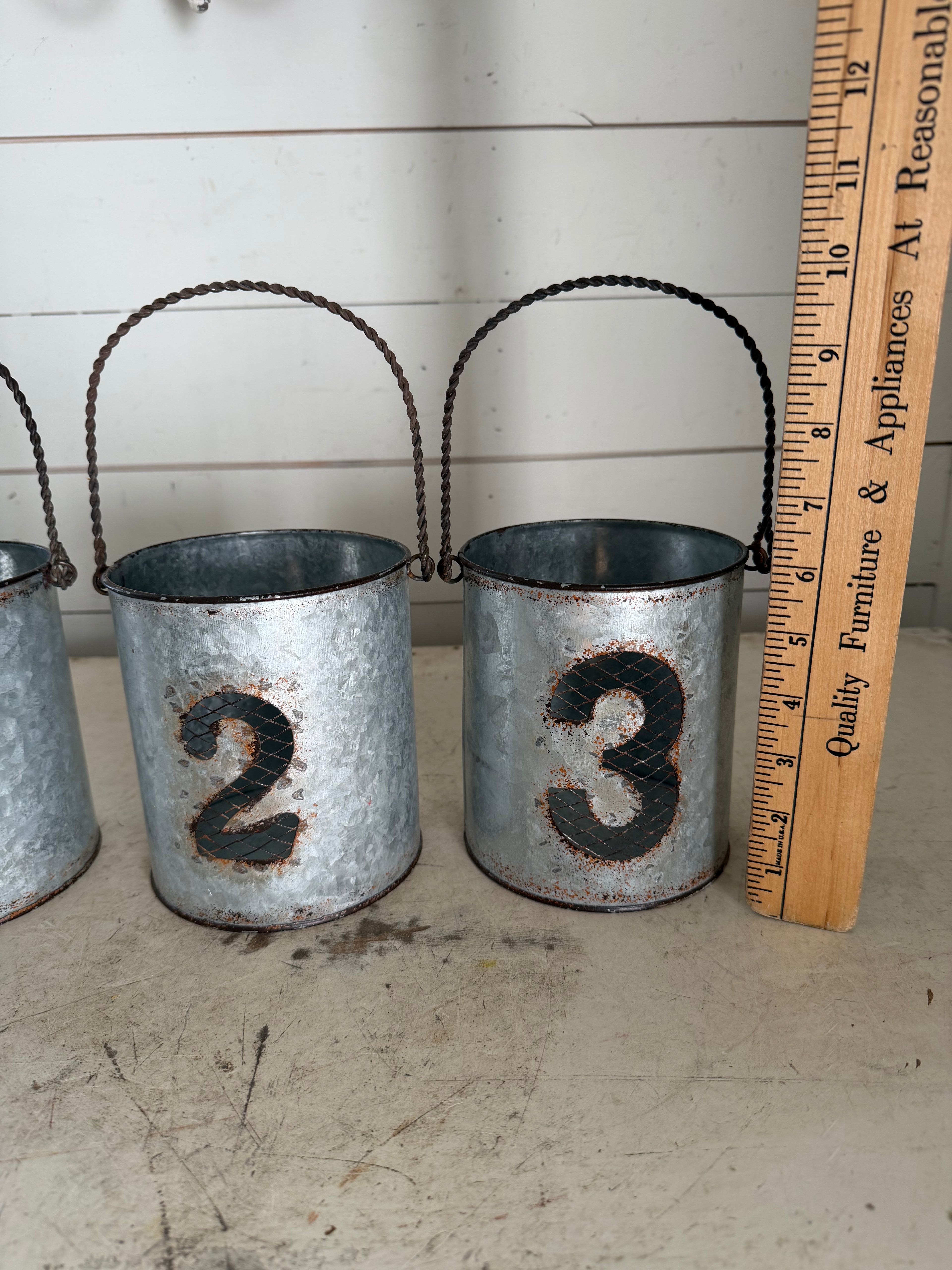Galvanized planter Buckers with 1,2,3 Cutouts set