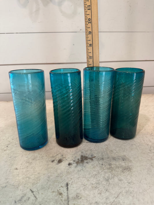 Hand Blown Turqouise Tumbler - Sold Individually