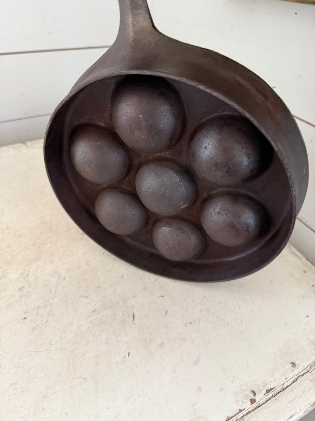 Vintage Cast Iron Aebleskiver Danish Cake Pan Egg Poacher Made in USA