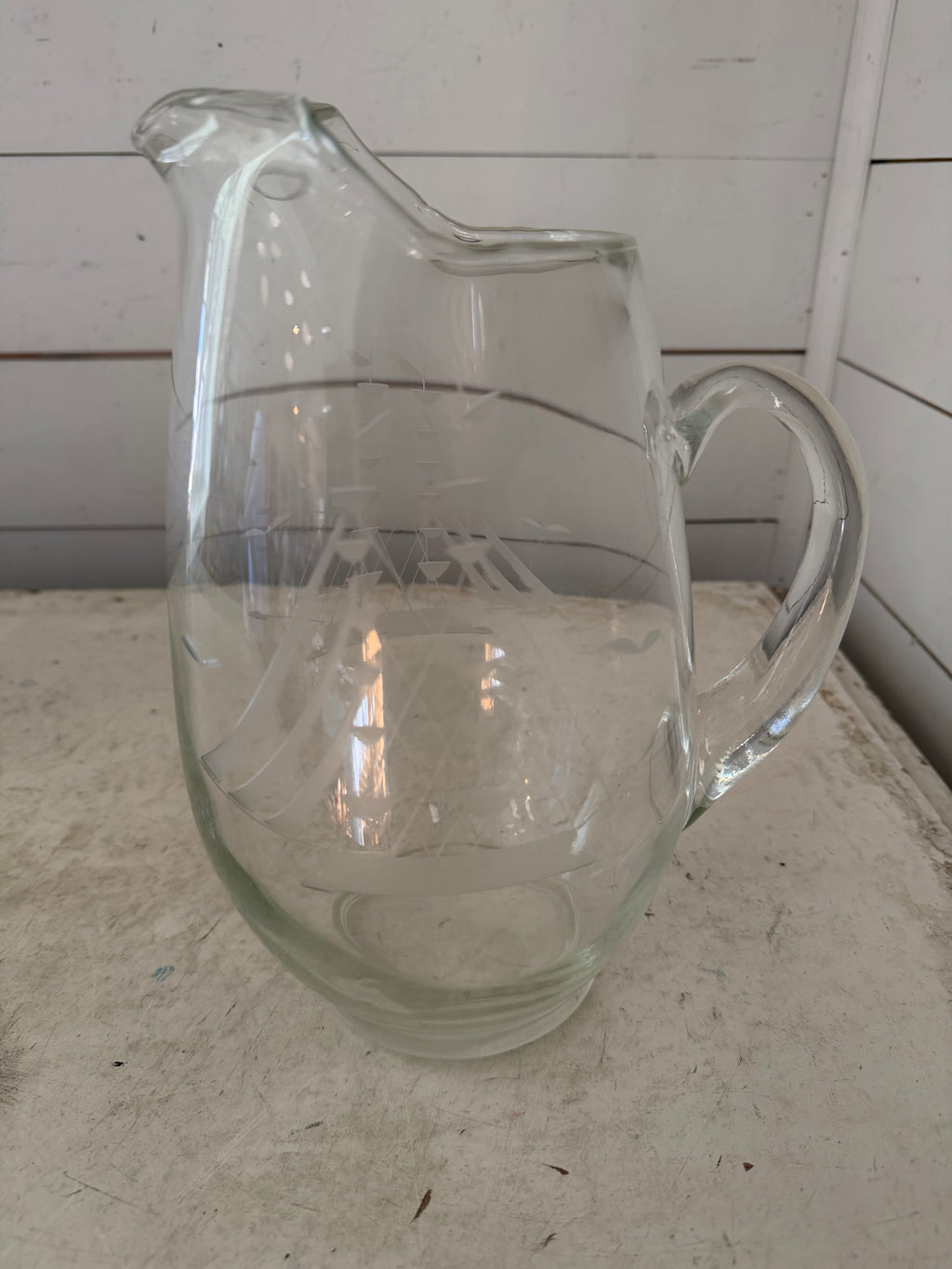 Clipper Collection 1/2 Gallon Etched Glass Pitcher - ship