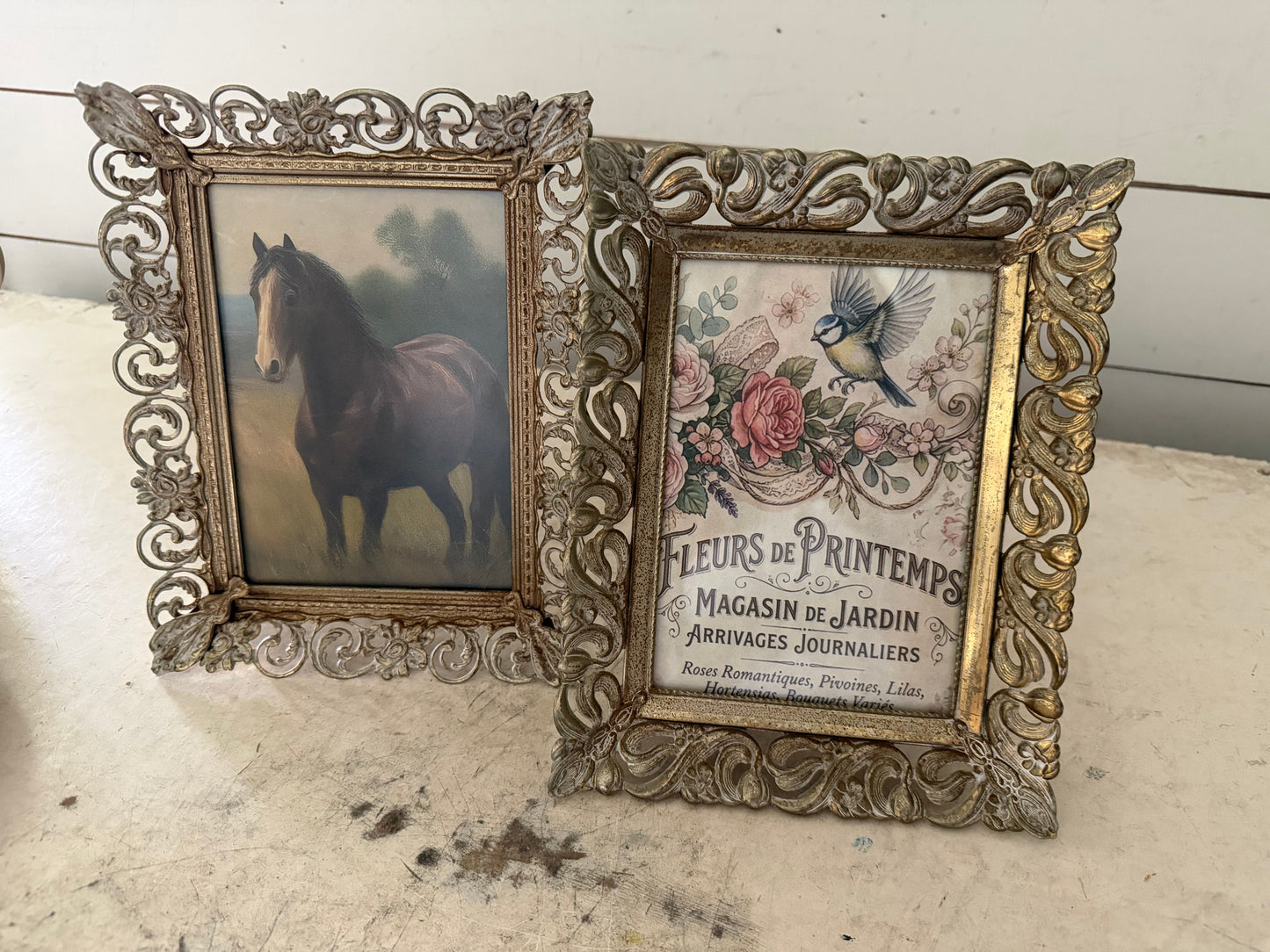 Vintage Metal Frame with Art sold individually