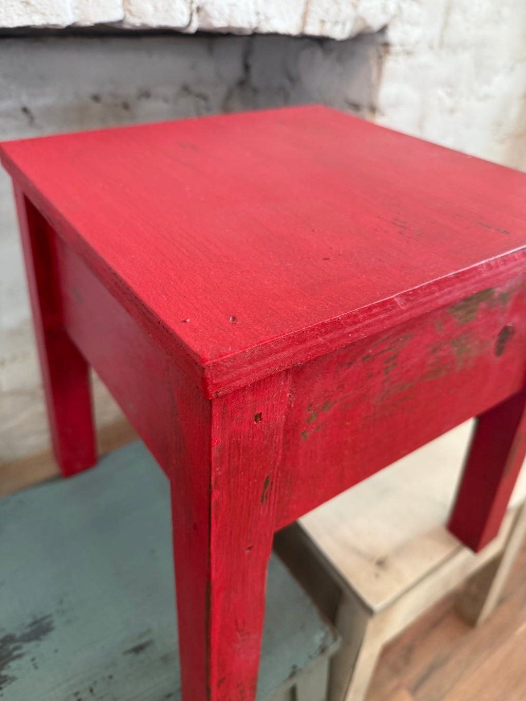Handmade square wooden stools - sold individually 13.75x12x12”
