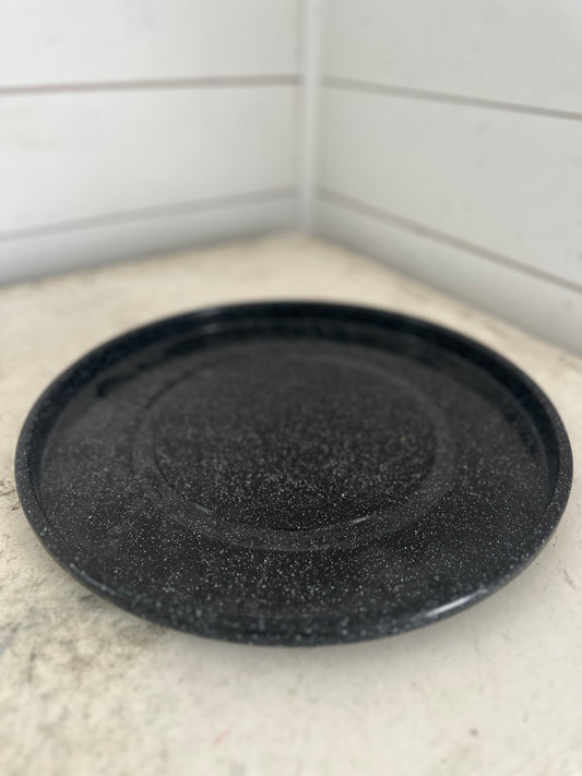 Black Speckled Enamelware Pan Dish Plate 12”