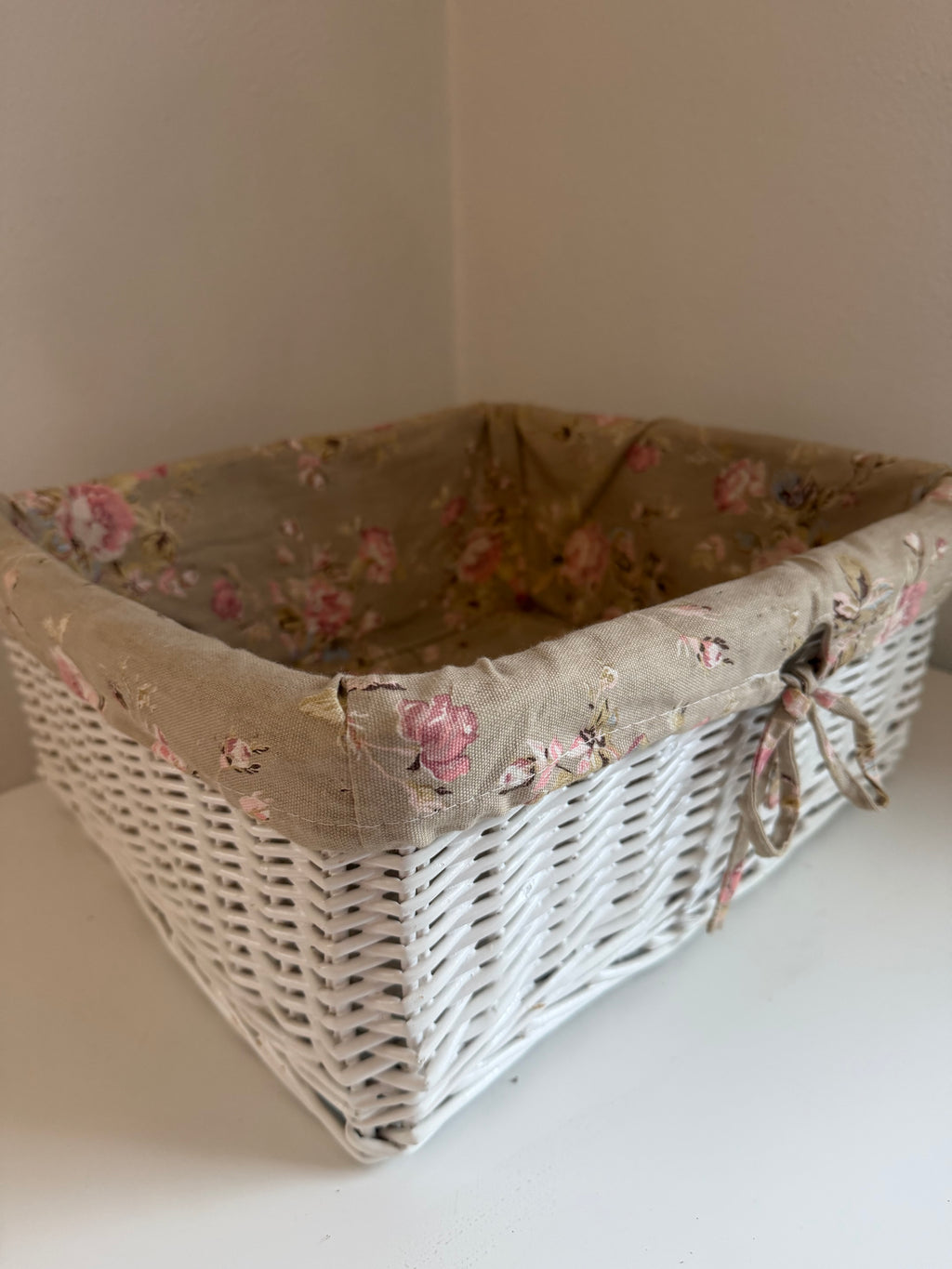 Simply Shabby Chic white wicker storage basket by Rachel Ashwell