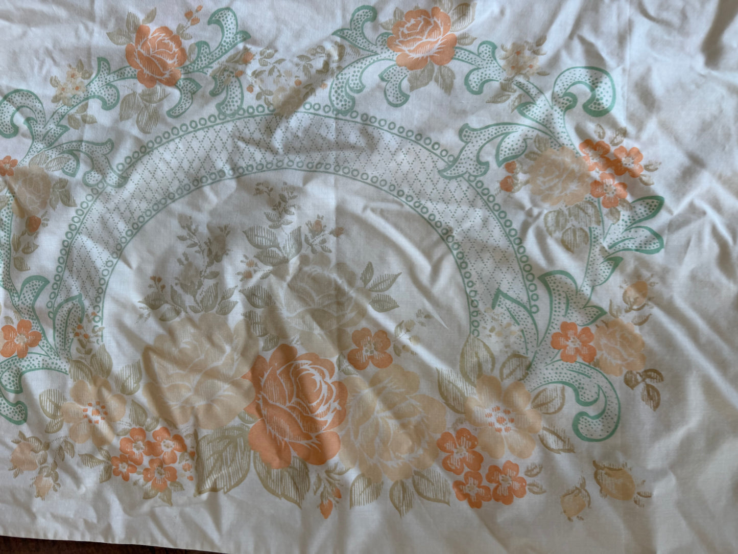 Vintage orange floral king pillowcase