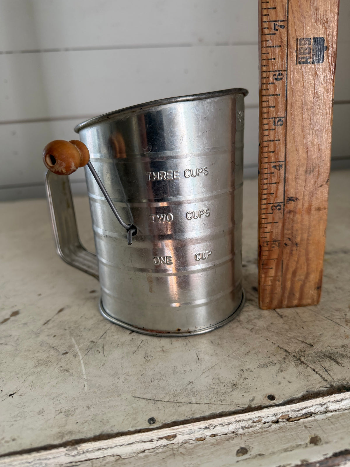 Vintage sifter with wood handle crank - Will get makeover