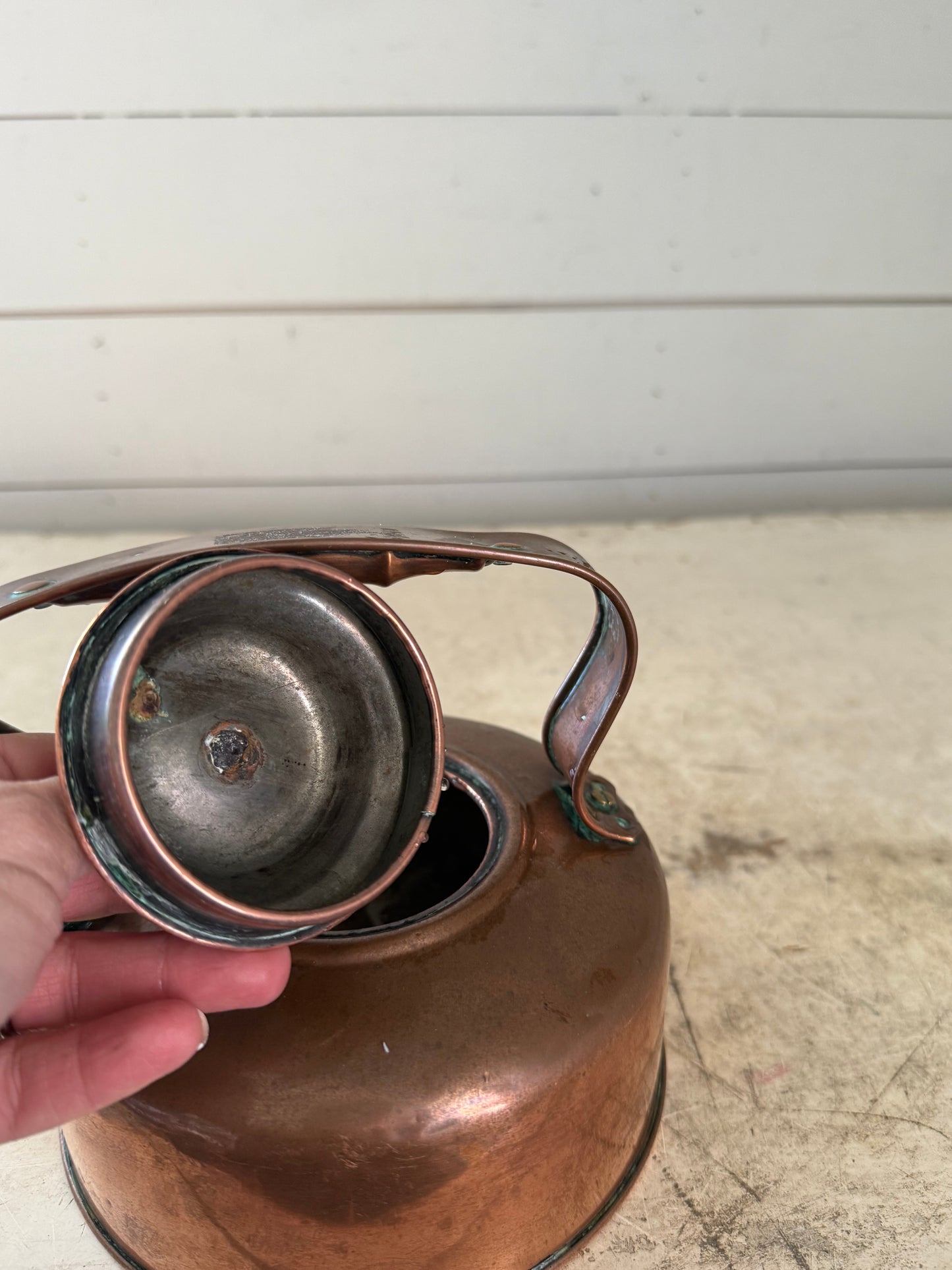 Antique copper tea kettle