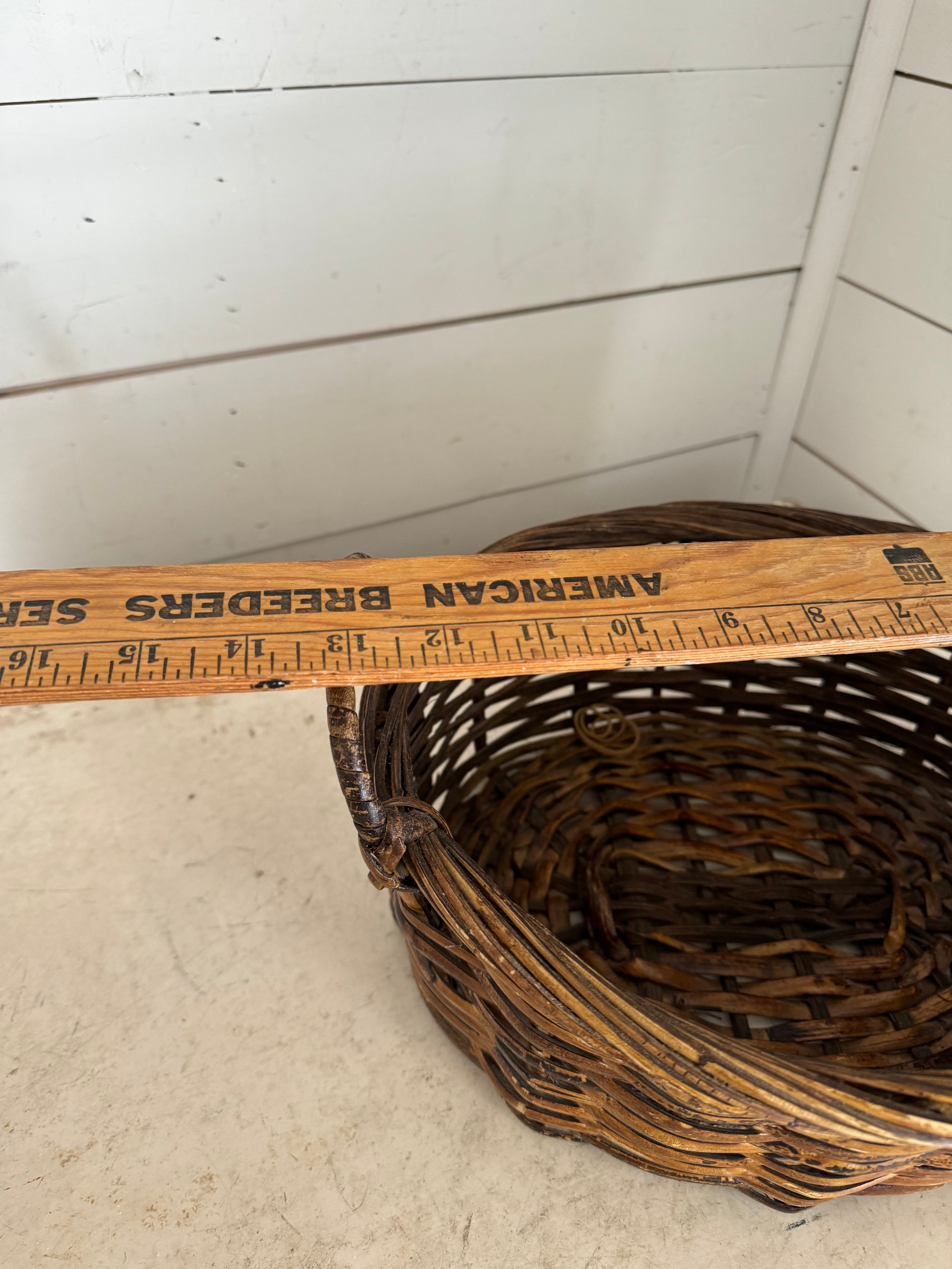 Rustic Dark Woven Basket With Handles