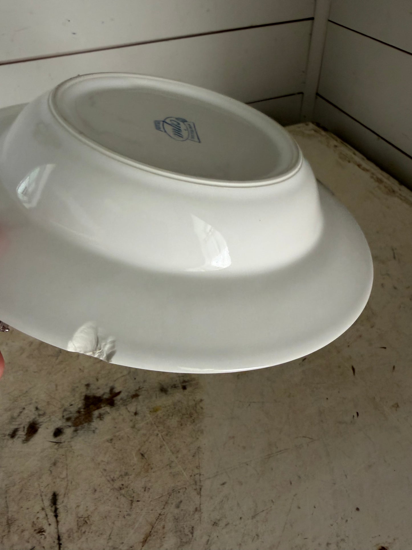 Chipped blue onion bowl