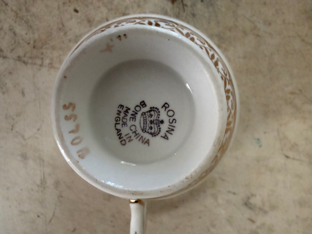 Rosina bone China made in England Teacup and Saucer Blue Floral