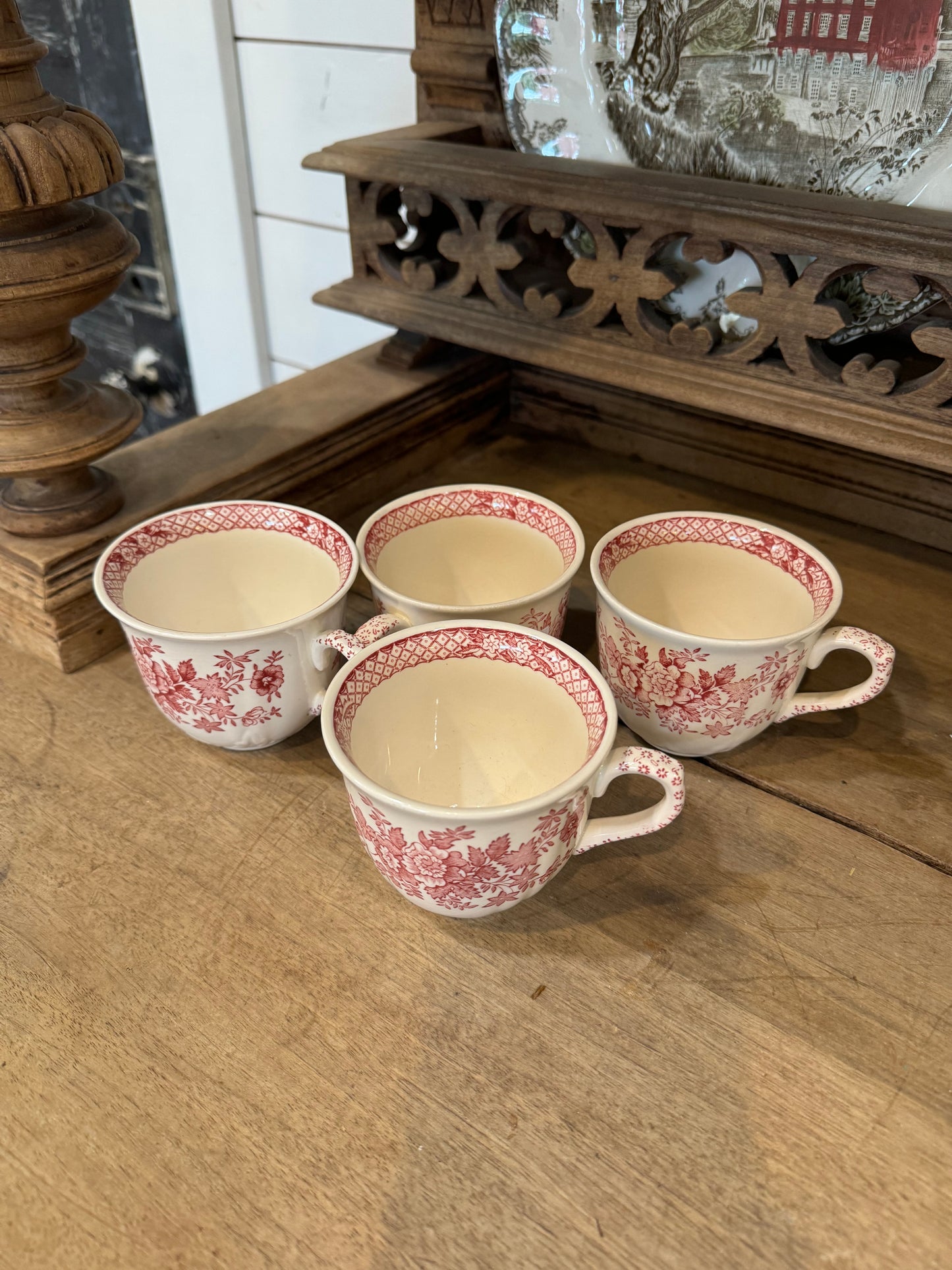 Vintage Mason's Ironstone Stratford Pink Dishes (red) - made in England sold individually