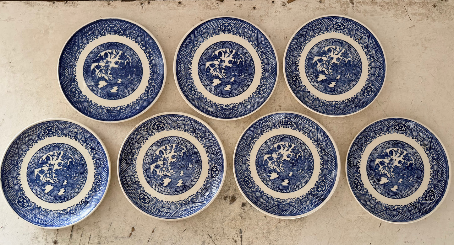 Vintage Blue Willow Ware unmarked 7.125” plate Sold Individually Picked at Random