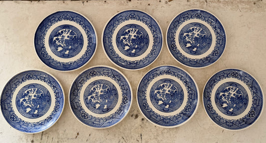 Vintage Blue Willow Ware unmarked 7.125” plate Sold Individually Picked at Random