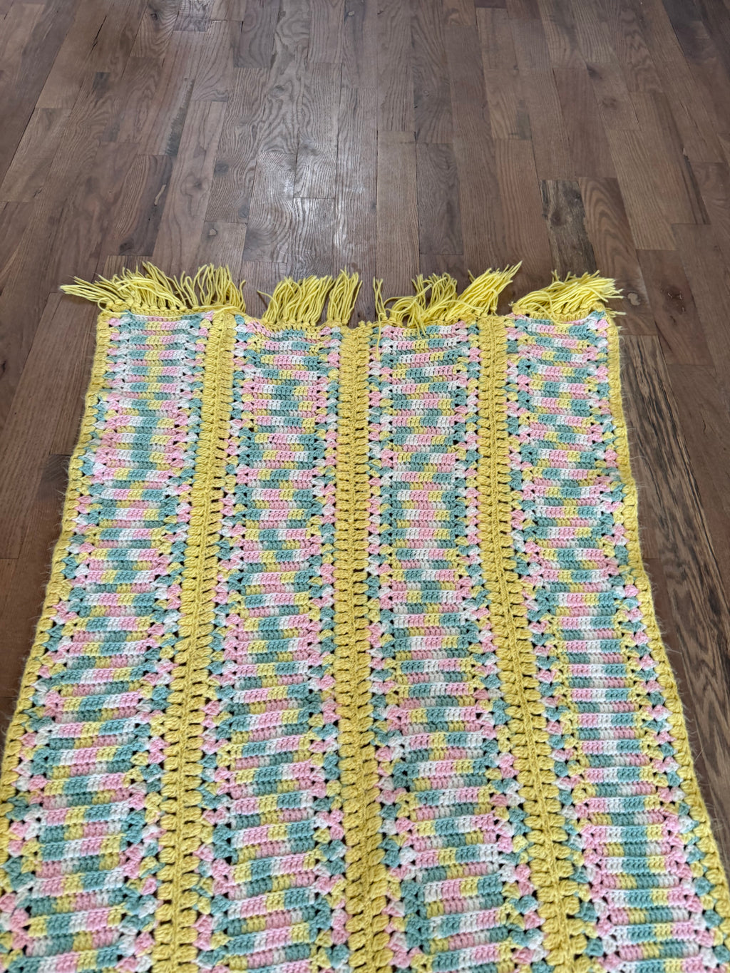 Baby Afghan Yellow Fringe