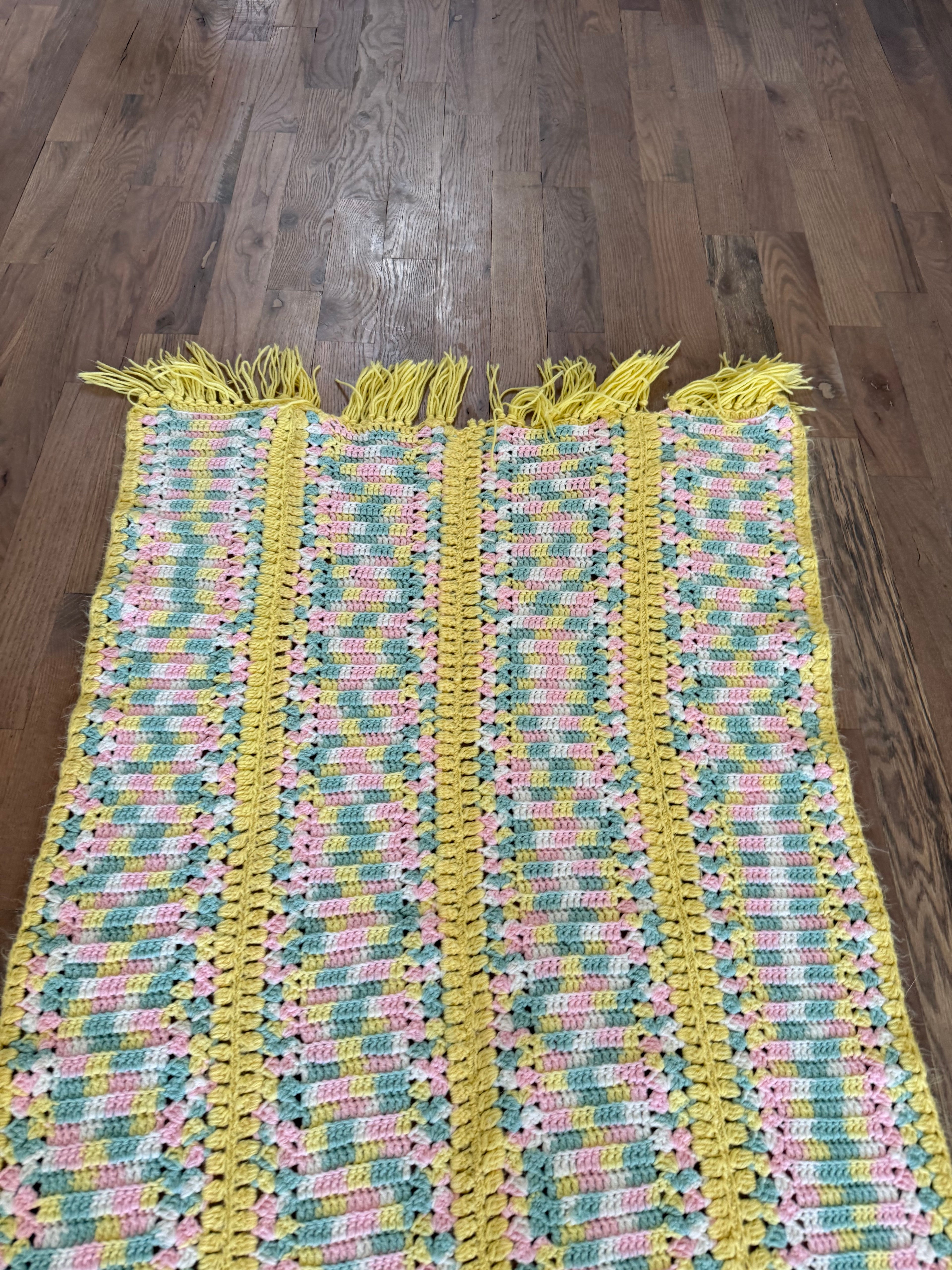 Baby Afghan Yellow Fringe