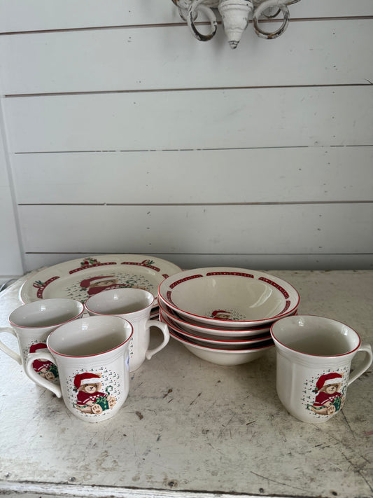 Tienshan's 1980s Theodore Bears Christmas Stoneware - sold individually