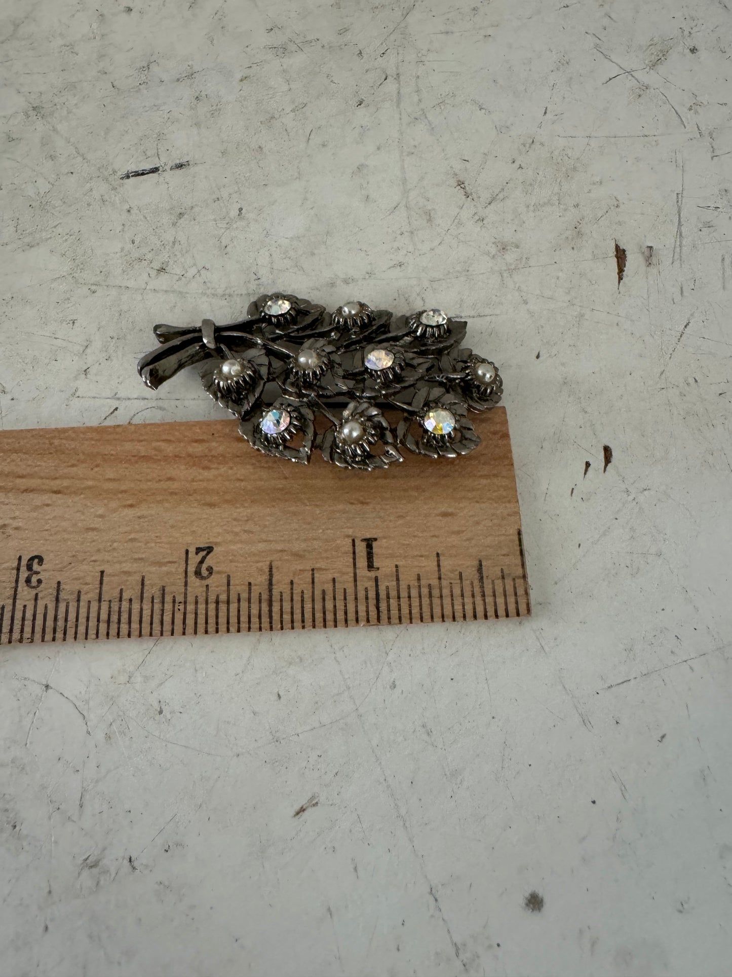 Floral Bunch Rhinestone Brooch