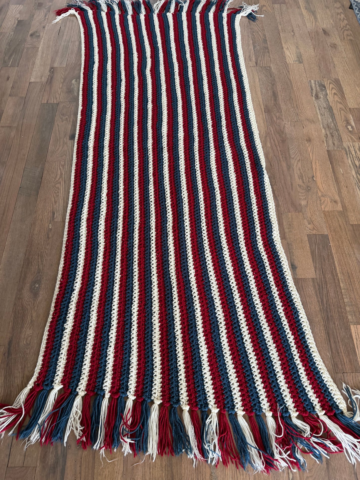 Red white and blue Afghan perfect for over couch
