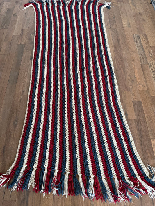 Red white and blue Afghan perfect for over couch