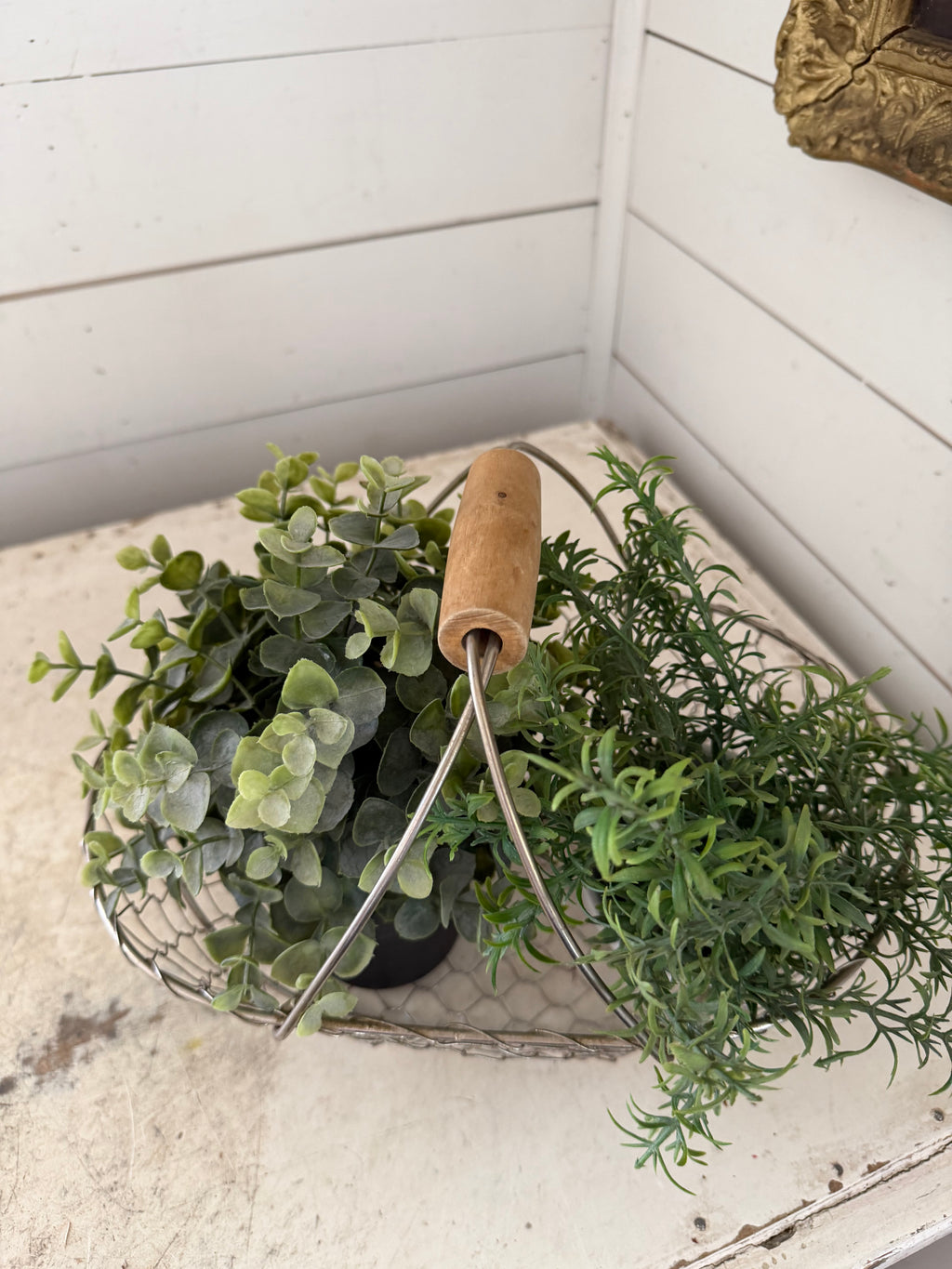 Chicken wire basket greenery not included