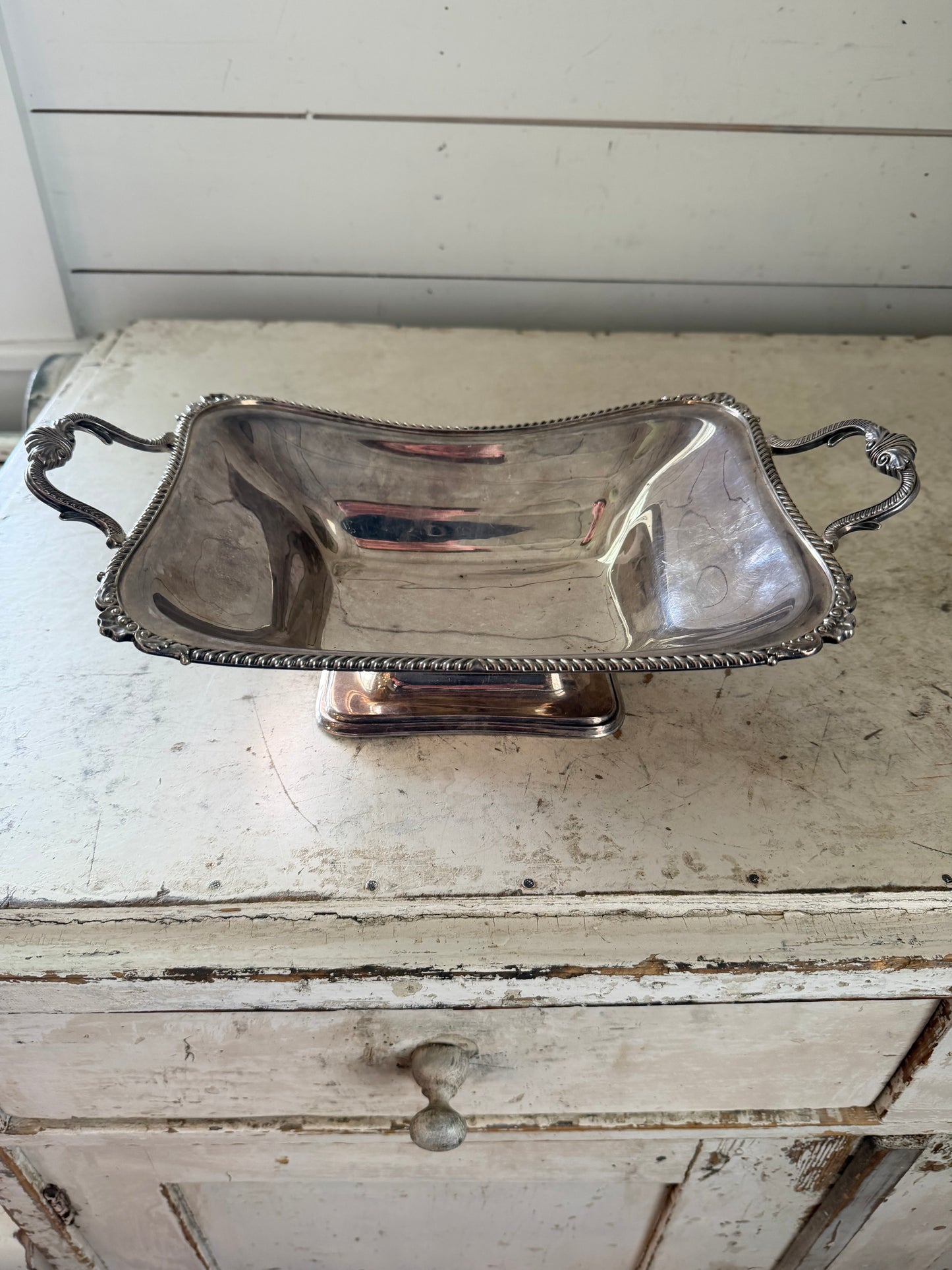 Harrods Antique silver plate Rectangle with Pegasus pedestal server Made in England