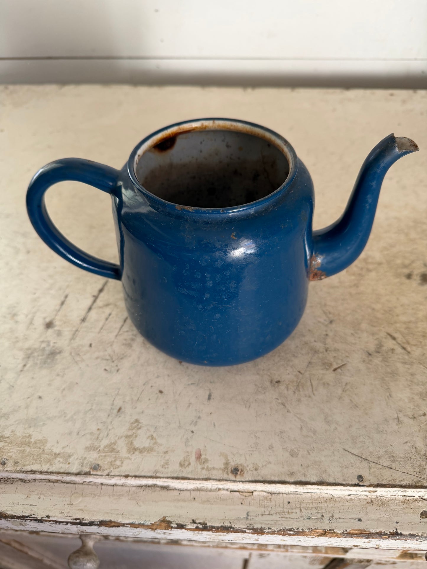 Vintage Enamel Teapot - missing lid