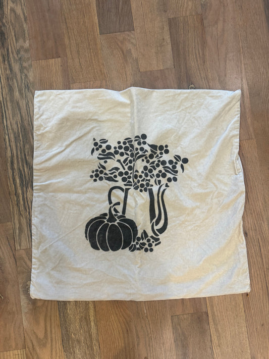 Hand Stenciled Velvet 18x18 pillowcase - Two Sided