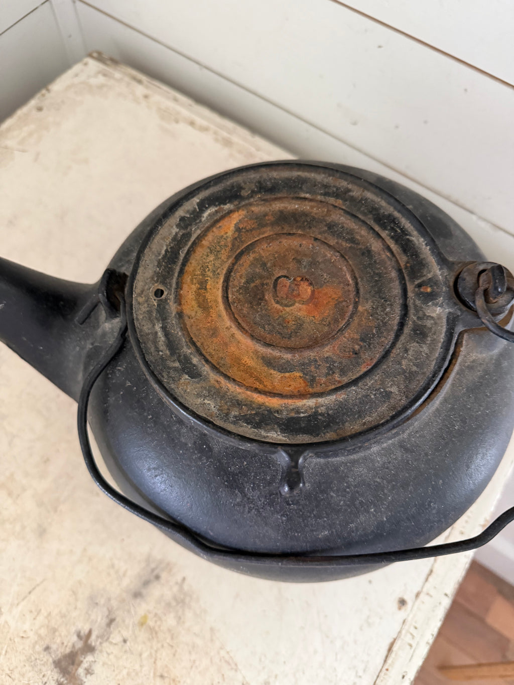 Early Cast Iron Tea Kettle