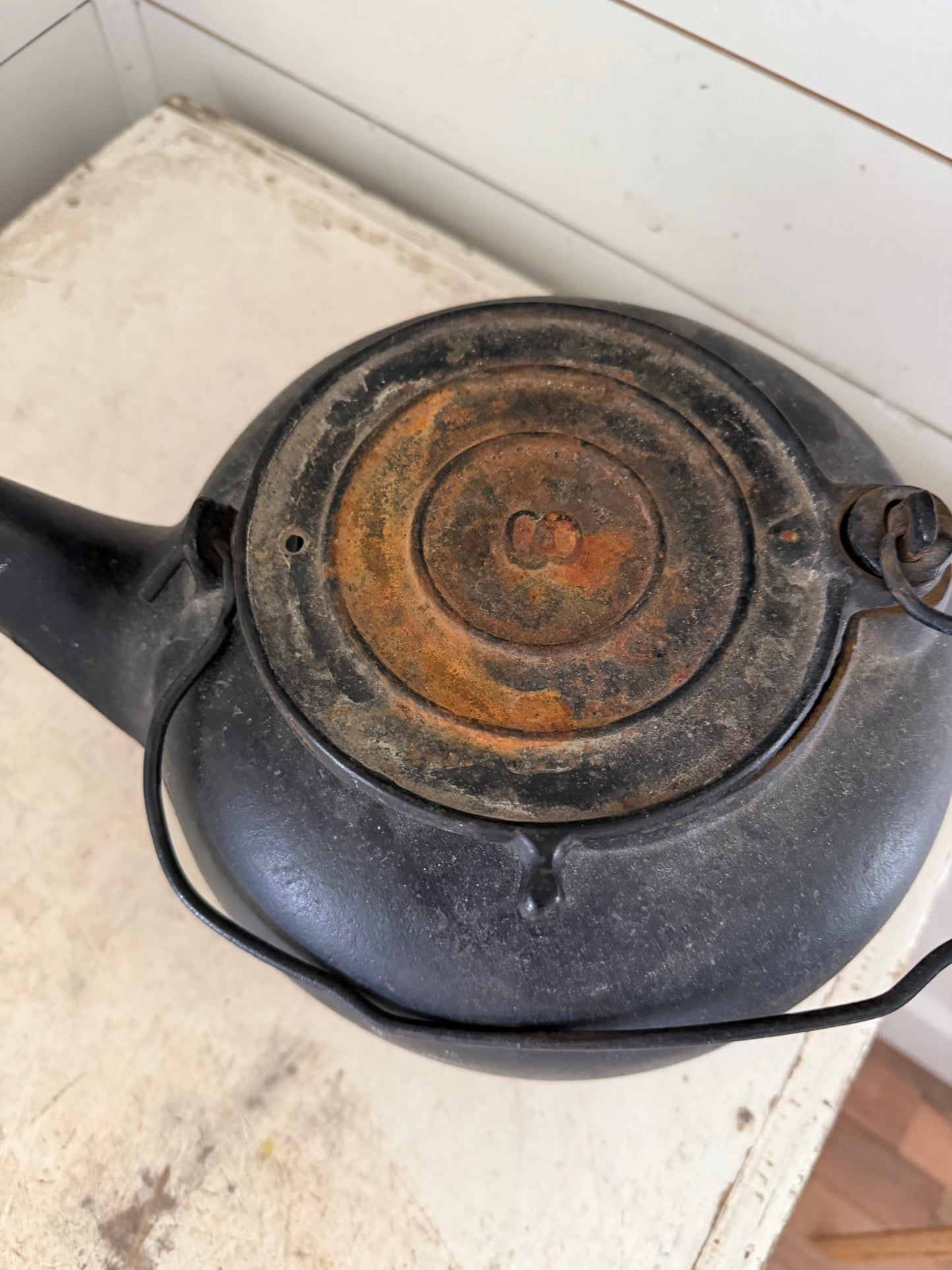 Early Cast Iron Tea Kettle