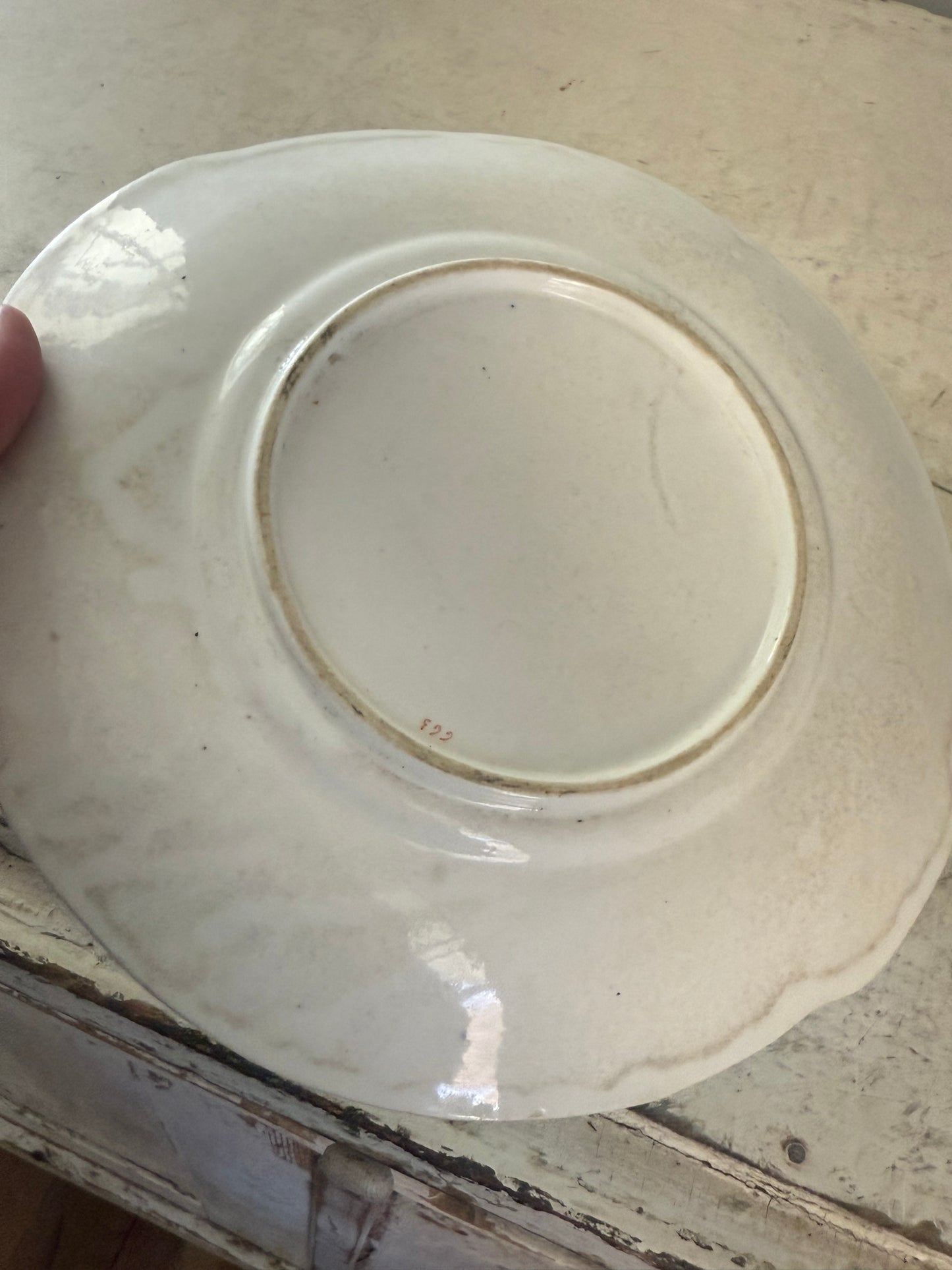 Derby Platter, apple green with c-scroll moulding & flowers