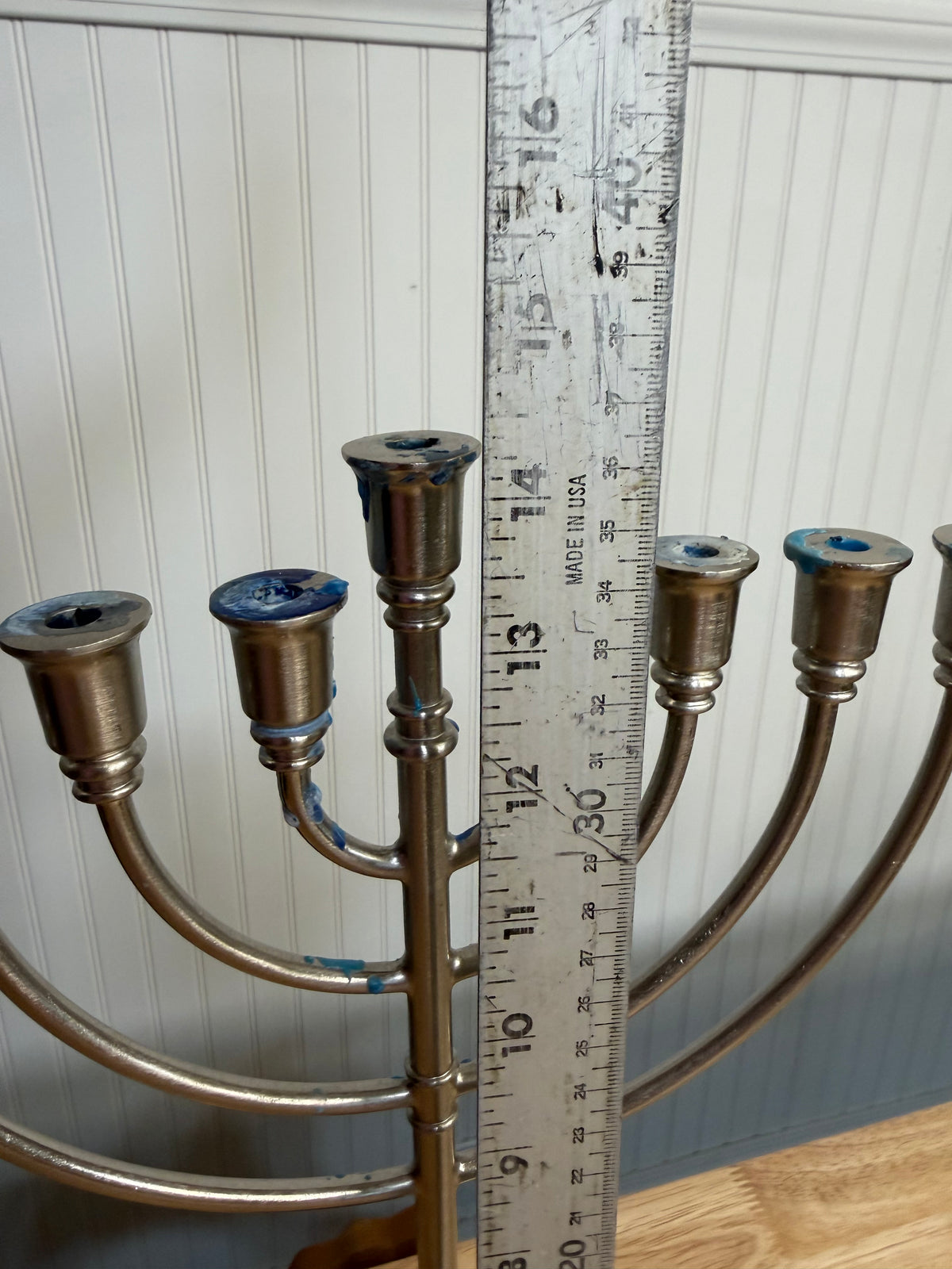 Metal Menorah - Wax will be removed