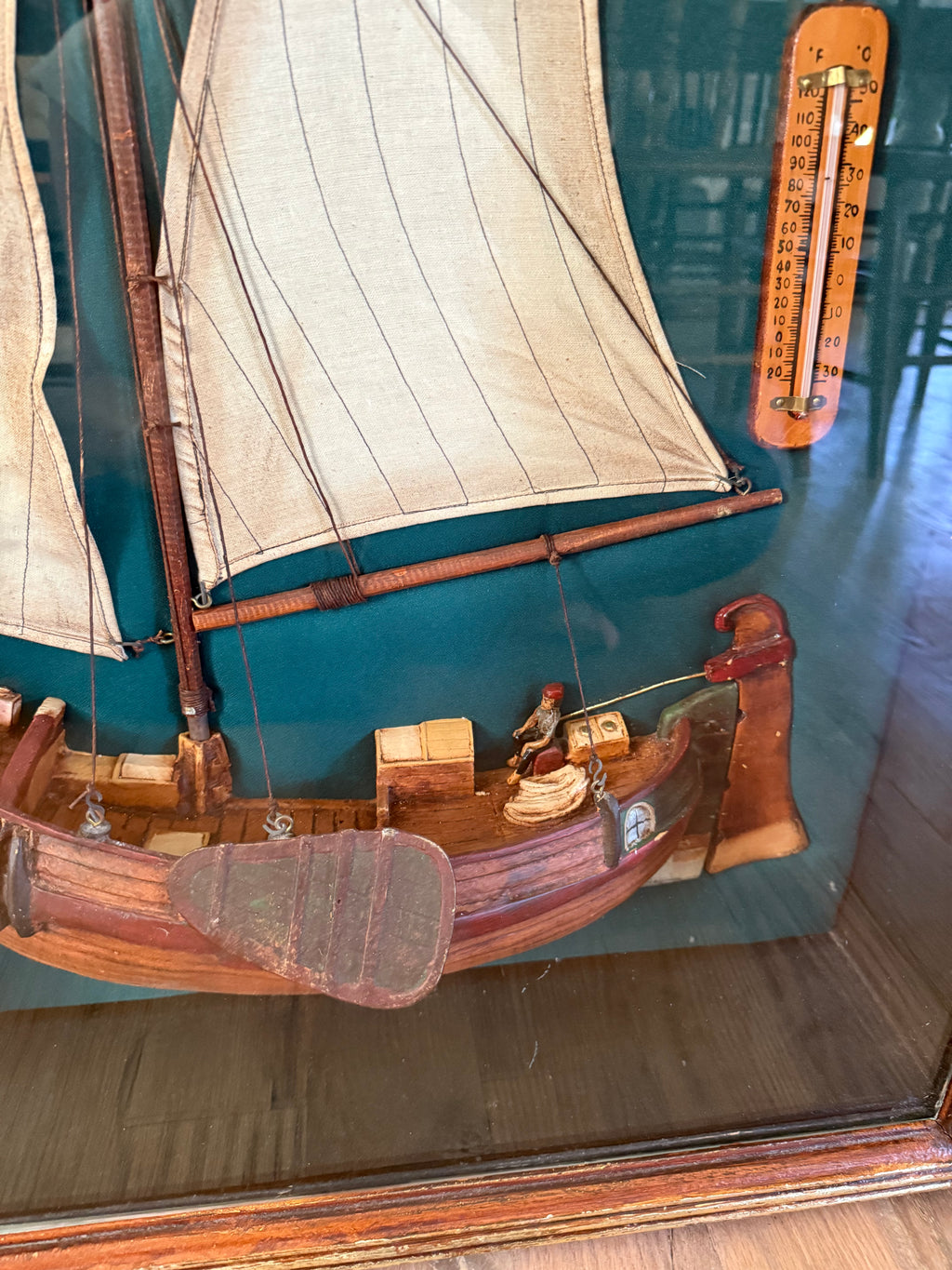 Oversized ship, shadowbox fisherman core