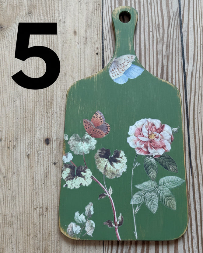 Hand-painted cottage cutting boards sold individually