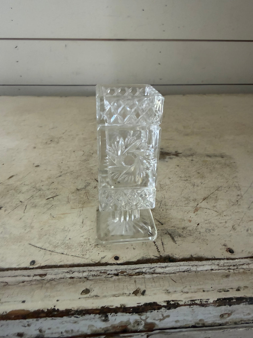 Vintage European Lead Crystal Footed Bud Vase 4"