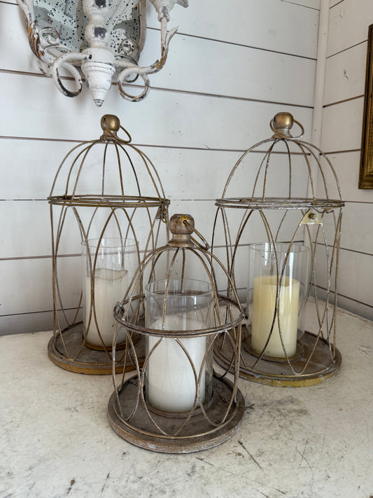 Wire Metal Bird cage with flameless candle included sold individually