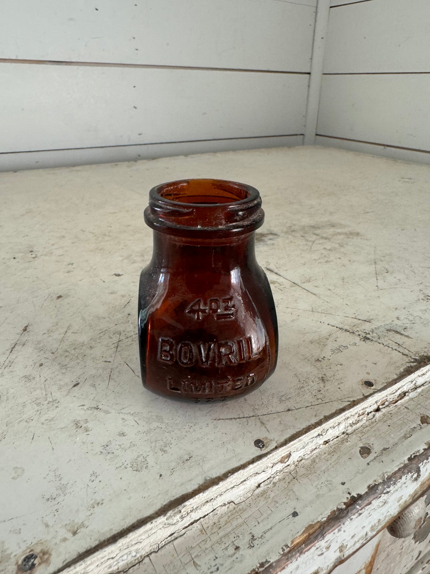 Bovril 4 oz amber jar