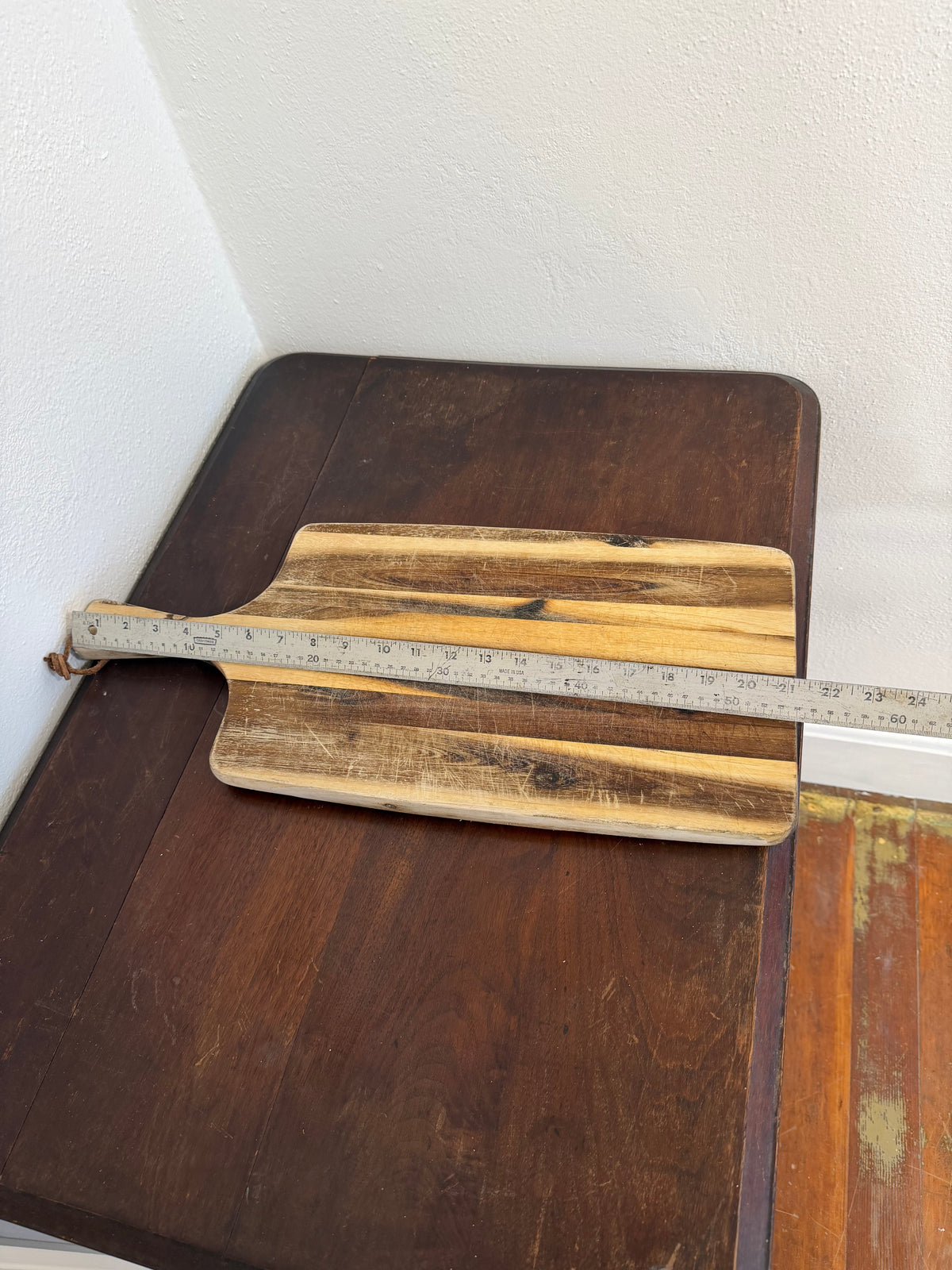 Long Handled Wood Cutting Board with Leather Strap - Will get reconditioned