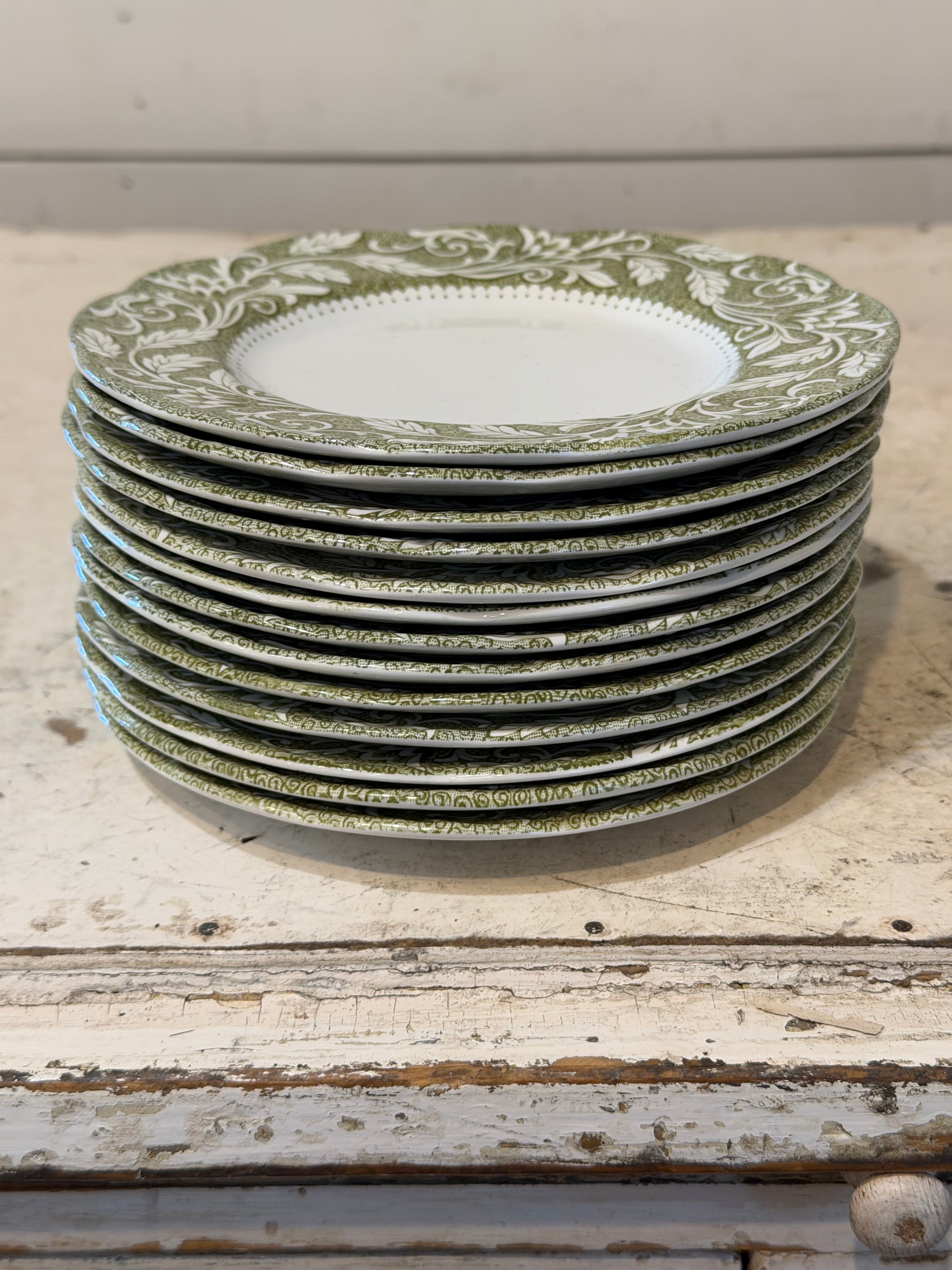 Vintage Ironstone Dishes "Renaissance Green" pattern by J & G Meakin SOLD INDIVIDUALLY