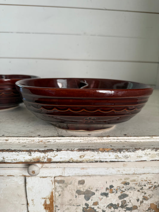 Vintage Marcrest | Ovenproof | Stoneware Oval Divided Brown Glazed Baker Dish