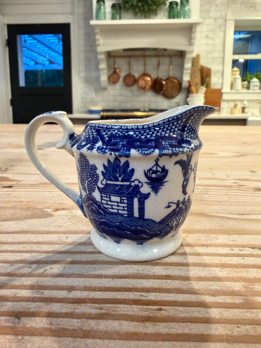 Vintage blue Willow cream creamer