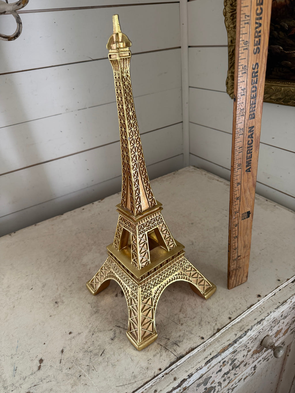 Gold Eiffel Tower statue 17.5”