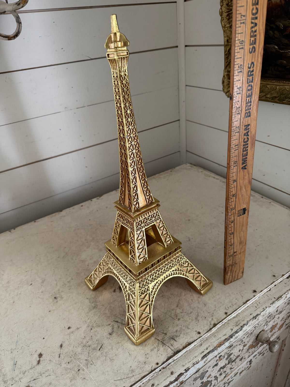 Gold Eiffel Tower statue 17.5”