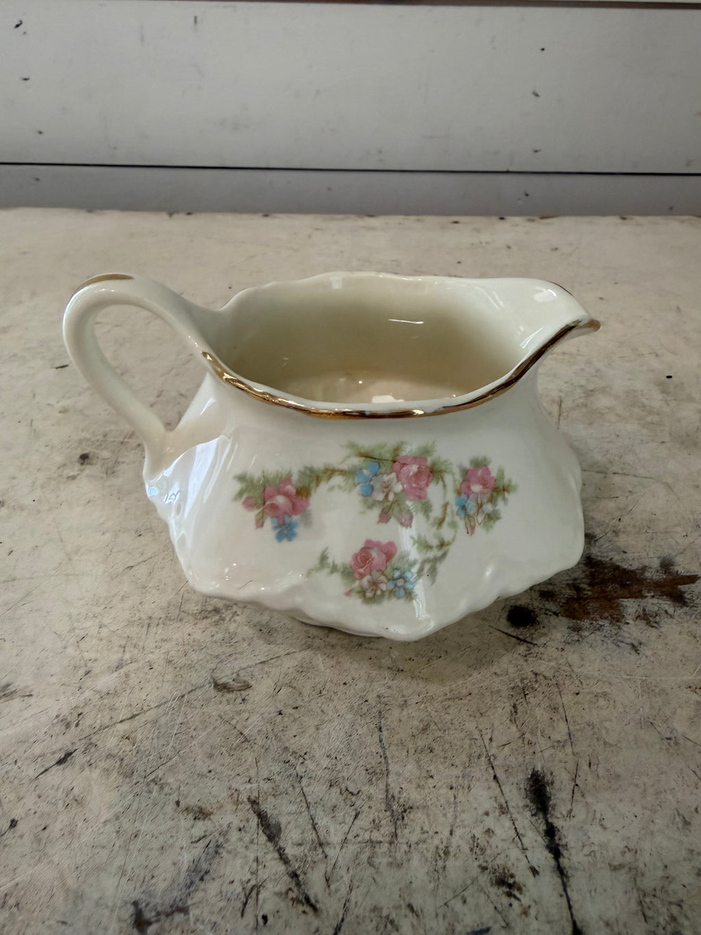 Taylor Smith Taylor pink roses creamer made in USA