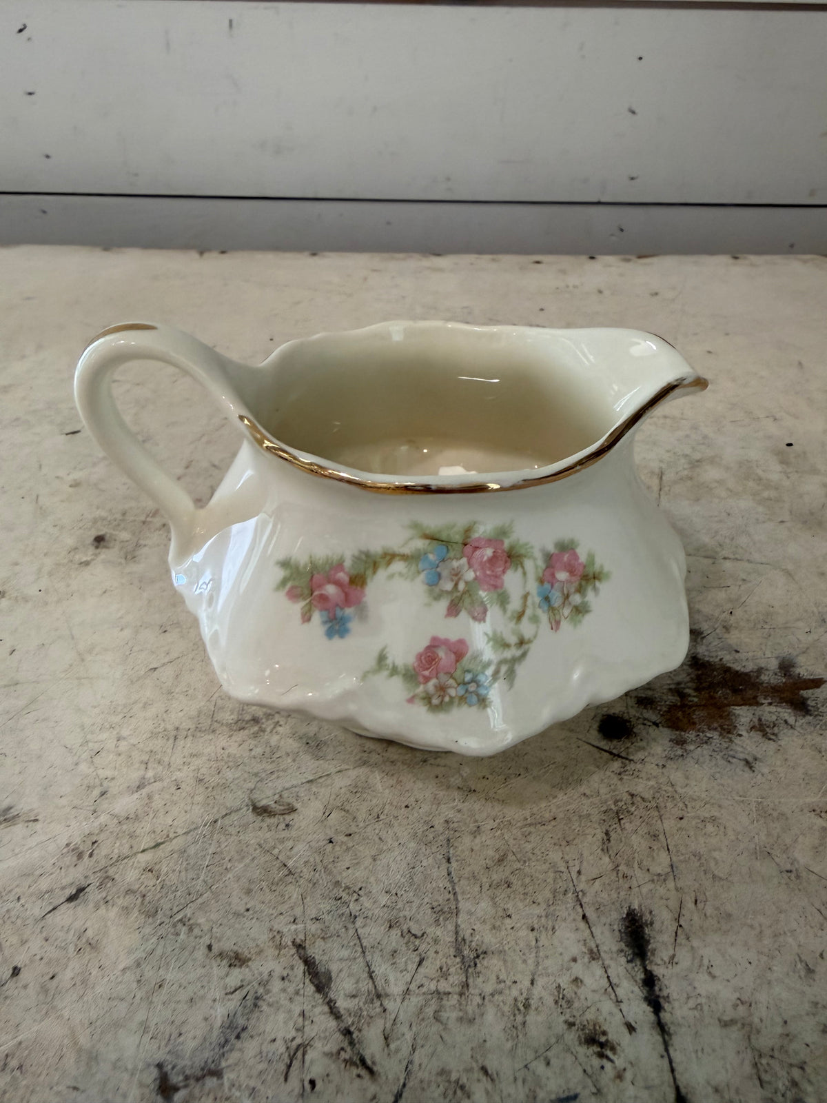 Taylor Smith Taylor pink roses creamer made in USA