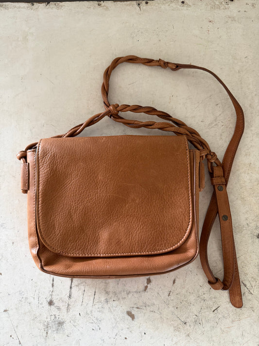 Lucky Leather Light Brown Crossbody Bag
