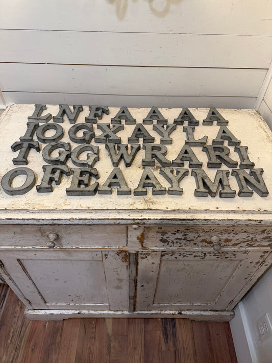 Rustic galvanized, tin letters sold individually Rusted galvanized, tin letters sold individually 3-3/4” - hanging hardware on back