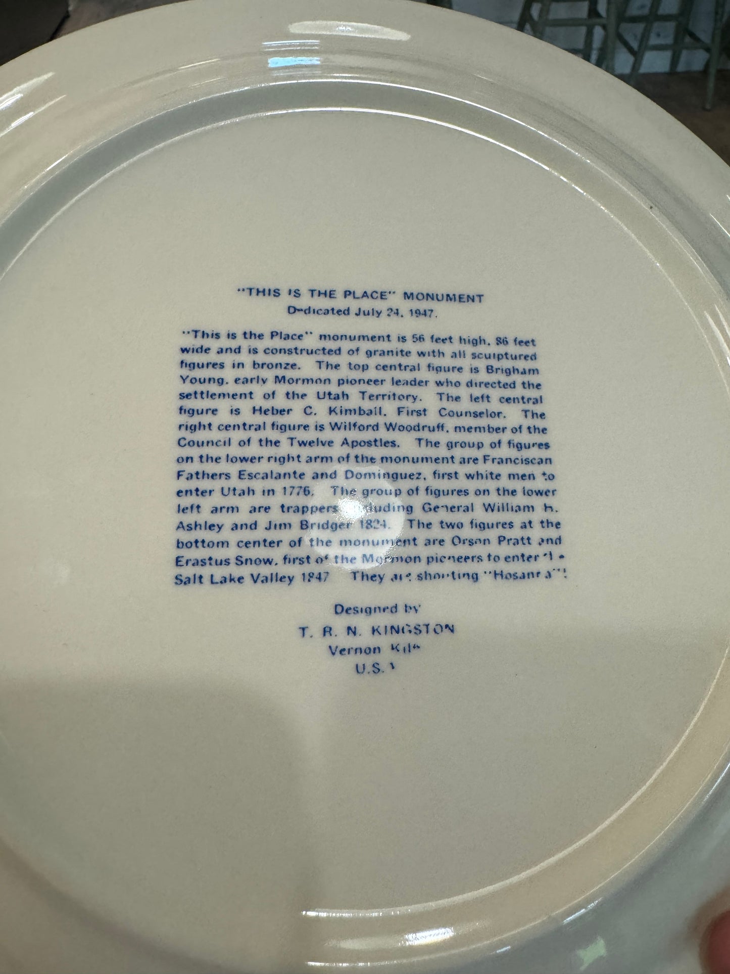 Vintage Utah Blue Transferware Plate