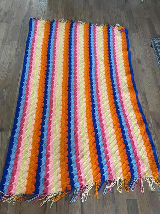 Multicolored striped Afghan