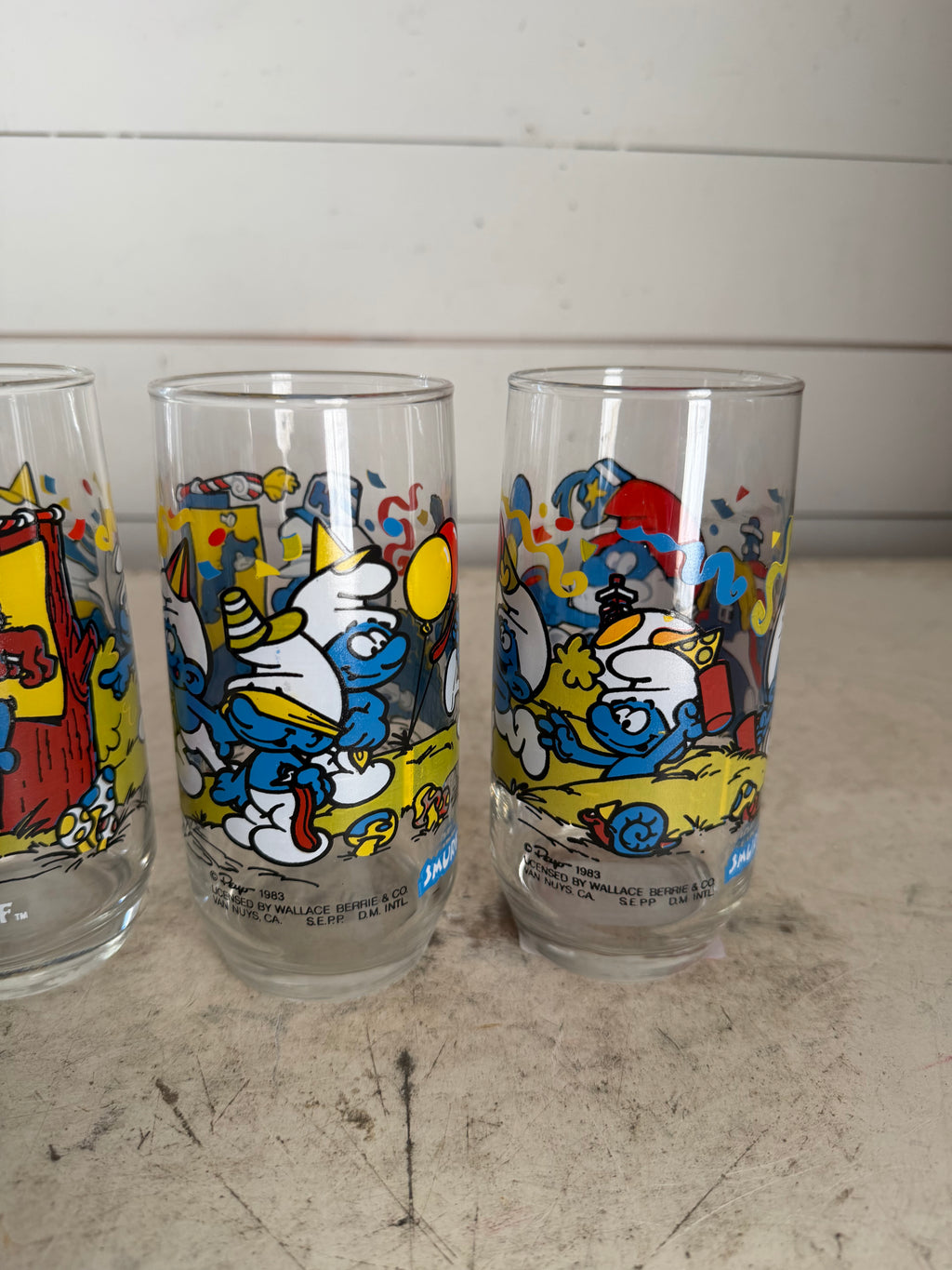 Vintage 1983 6" Drinking Glass Peyo Wallace Berrie - sold individually